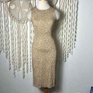 Michael Kors Made in Italy Tan Cream Back Zip Sheath Dress Size 0/XS
